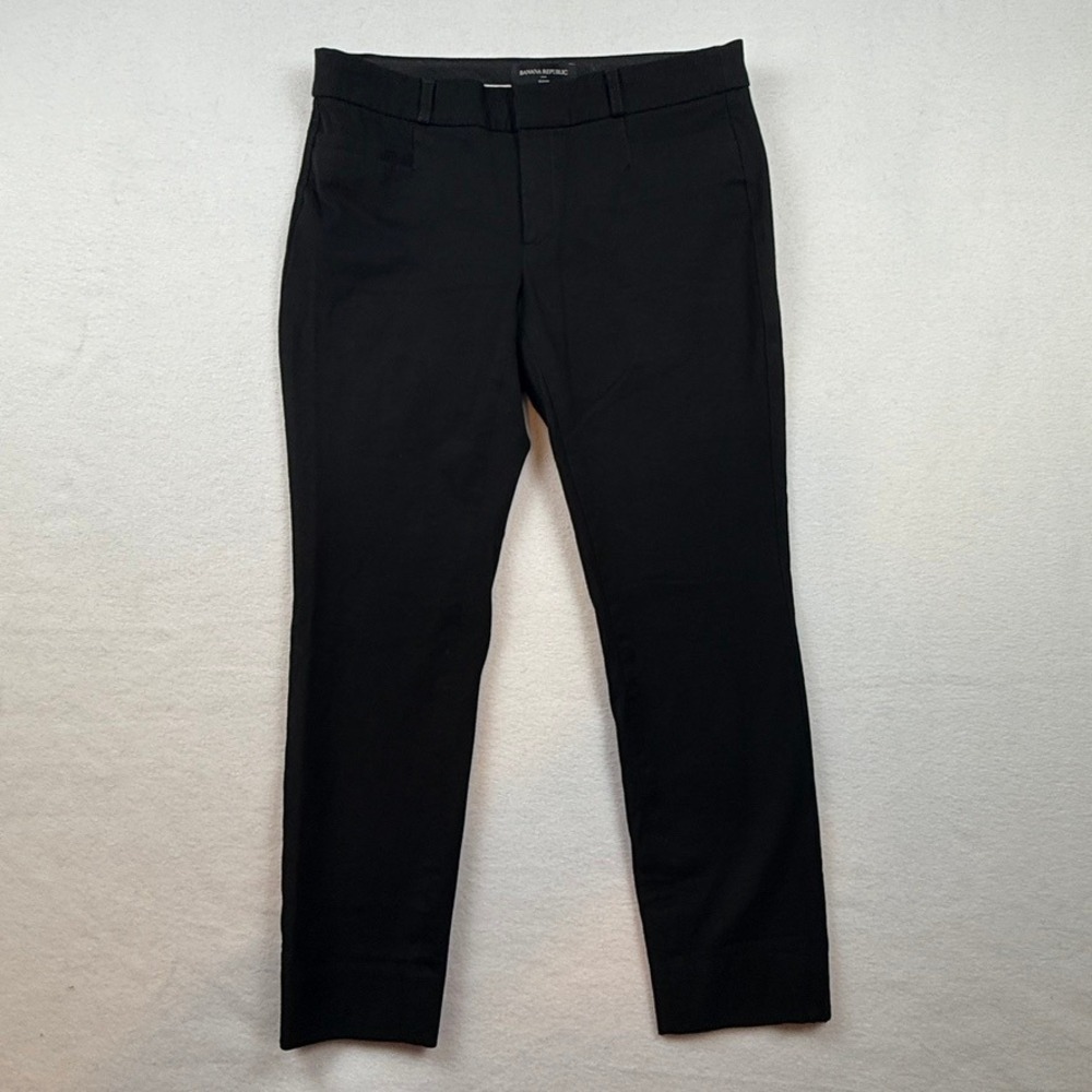 Banana Republic Sloan Pants Women 4 Petite Black Slim Stretch Office Trousers